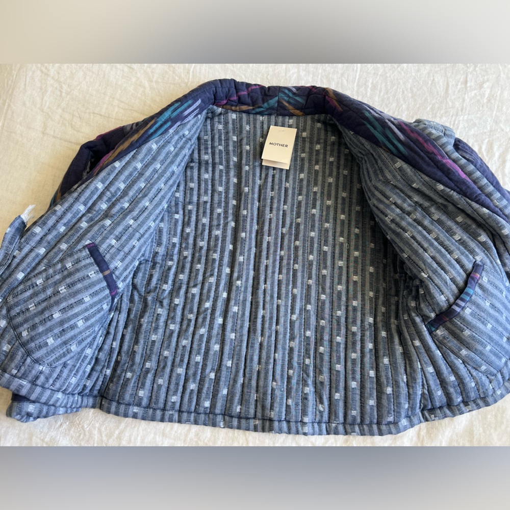 NWT MOTHER Dreamweaver Quilted Jacket Artist in Residence Blue Multi Size Small - Picture 5 of 12